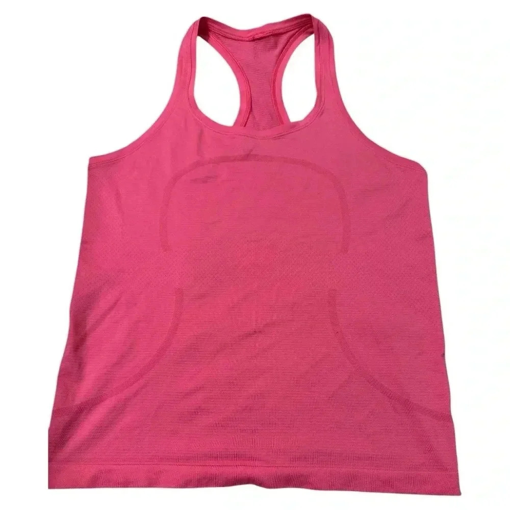 Lululemon Swiftly Tech  Tank Top 2.0 Waist Length Size 10 Lip Gloss Pink